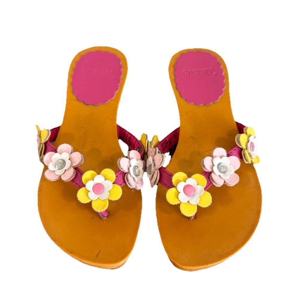 Gymboree Girl's Tea Time Afternoon Dragonfly Wooden Sandals Size 13